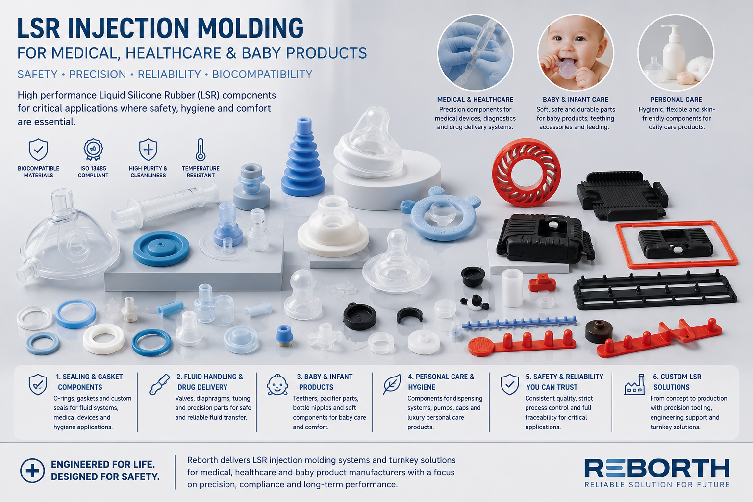 Medical grade LSR injection molding components